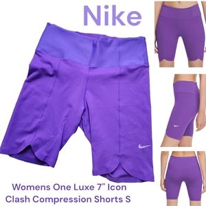 Nike Women's One Luxe 7" Icon Clash Compression Shorts mauve purple S
